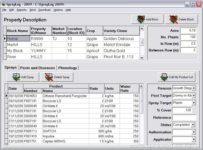 SprayLog Lite Software